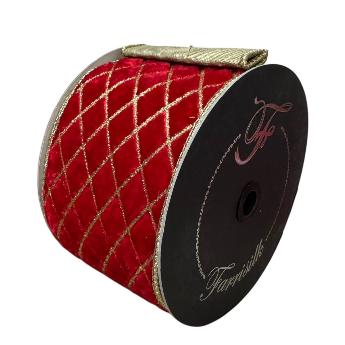 Red velvet with gold 4” wire ribbon