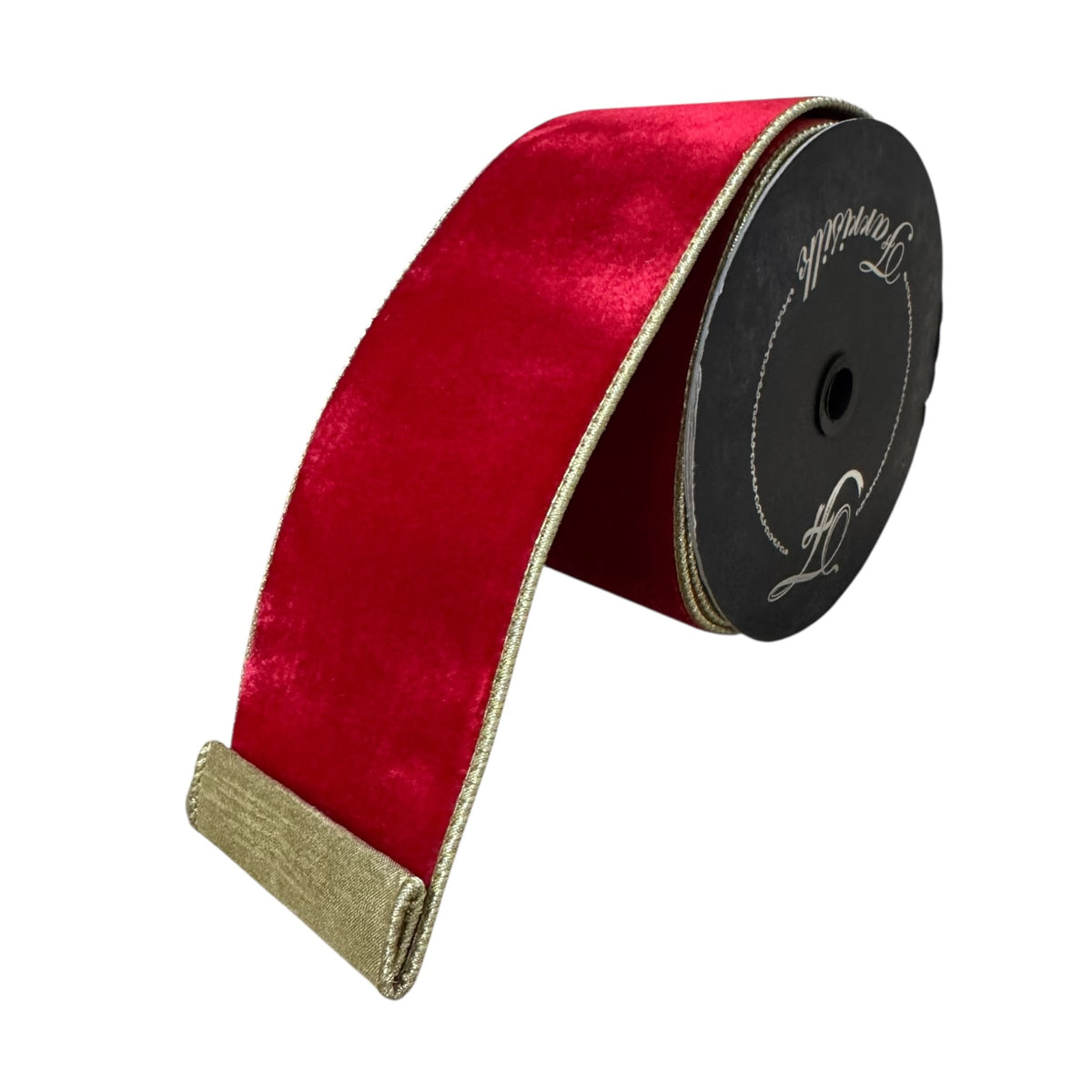 Red velvet with gold edge Wire ribbon 4”
