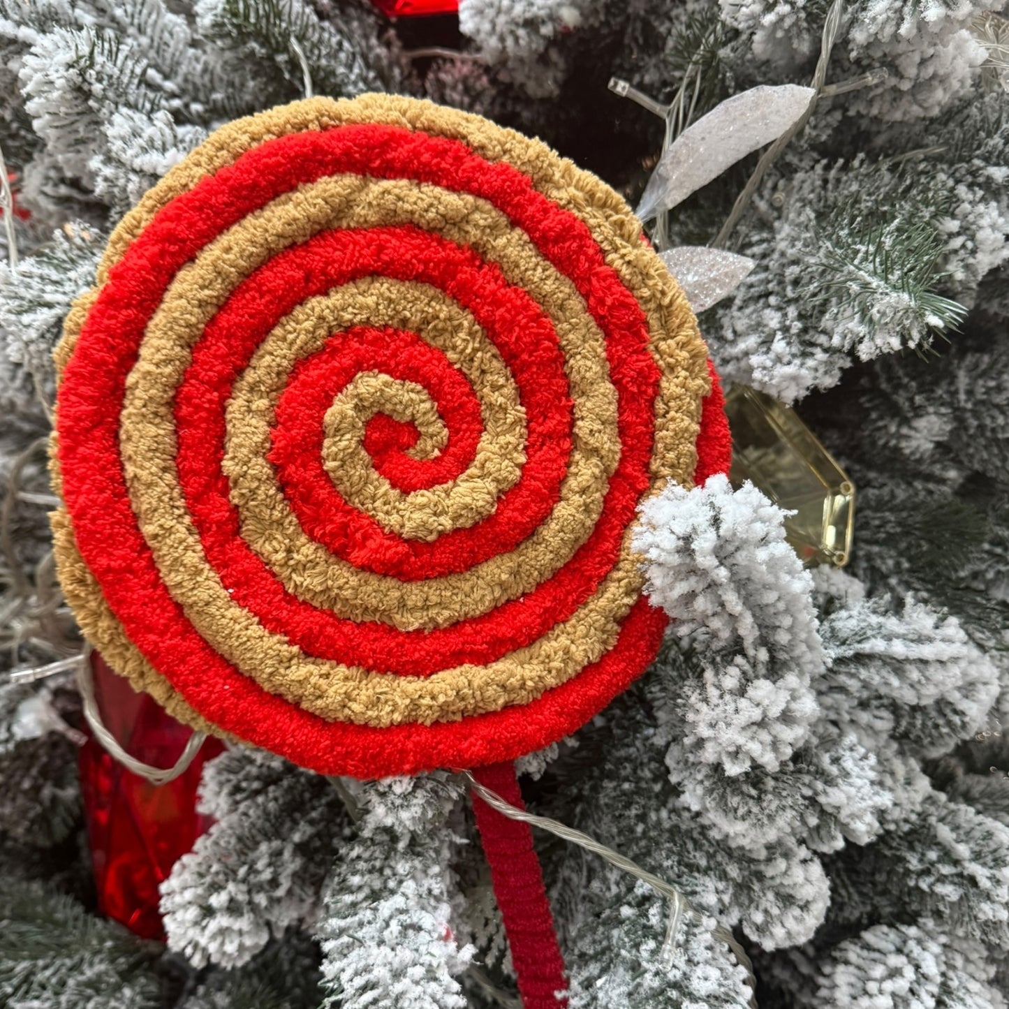Giant Gingerbread Red and Beige Lollipops