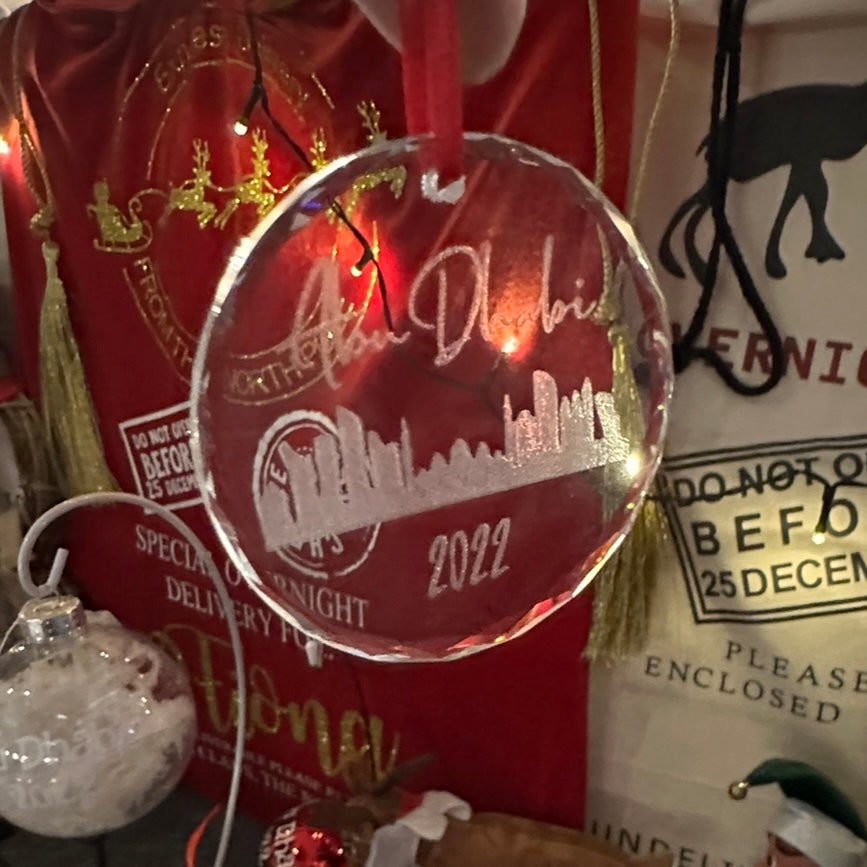 Glass Ornament - Abu Dhabi Skyline - no year
