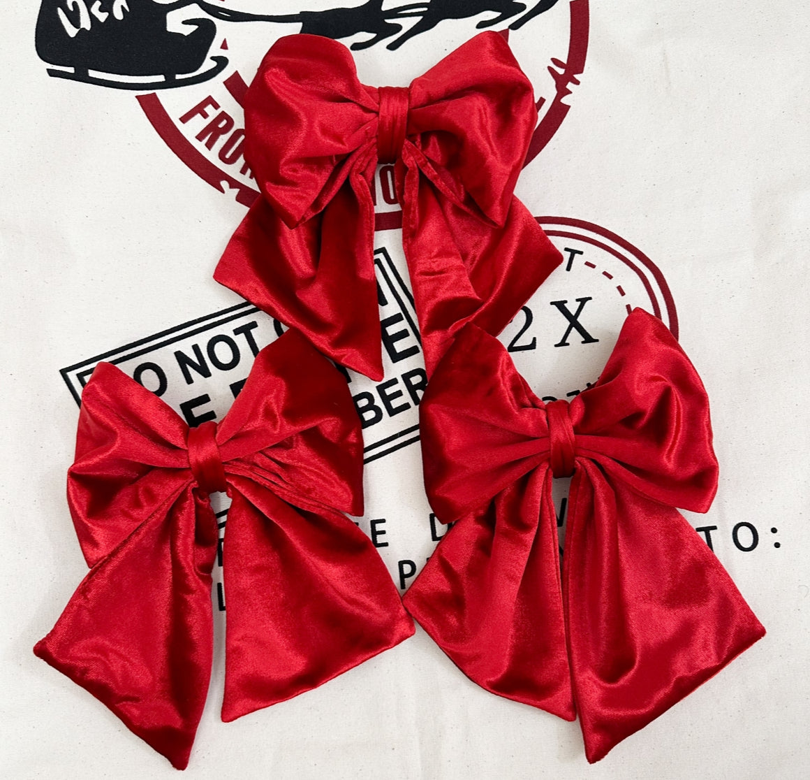 Set of Red Velvet Christmas tree bows - Medium