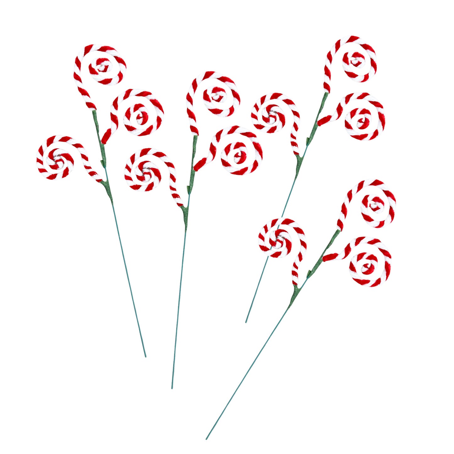 Set of Red and white curly candycanes