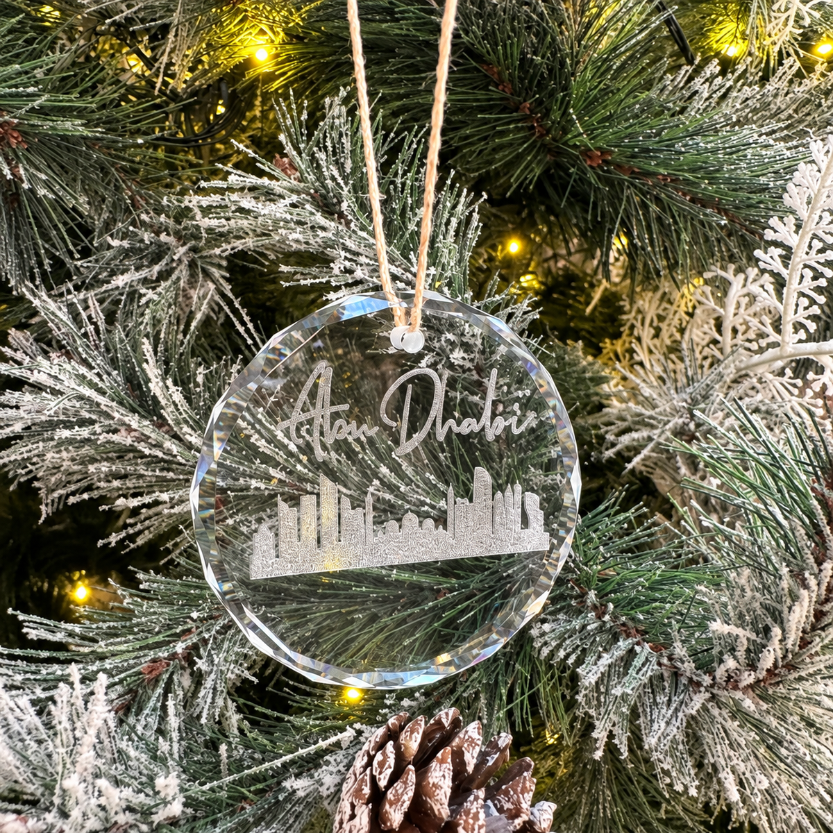 Abu Dhabi skyline glass ornament