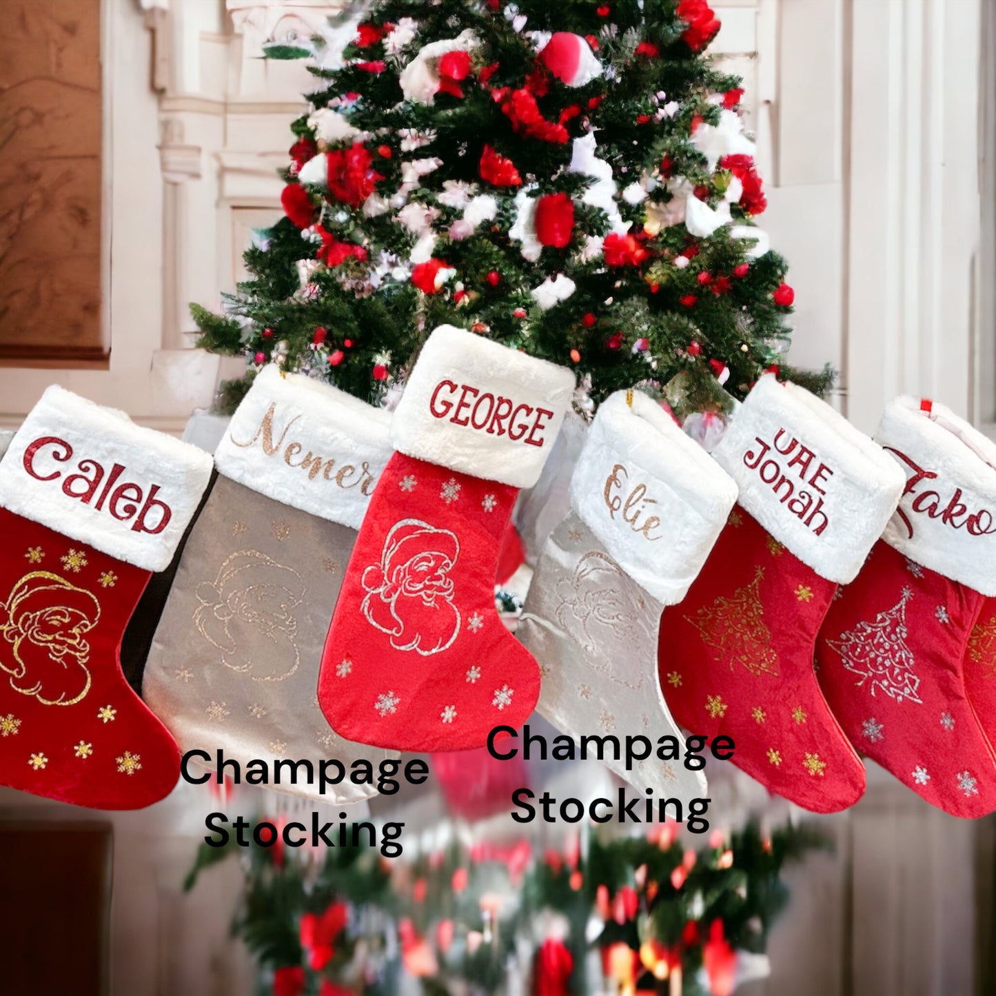 Luxury Velvet Stockings, Gold, Champagne, Silver, Light Gold, Rose Gold, White