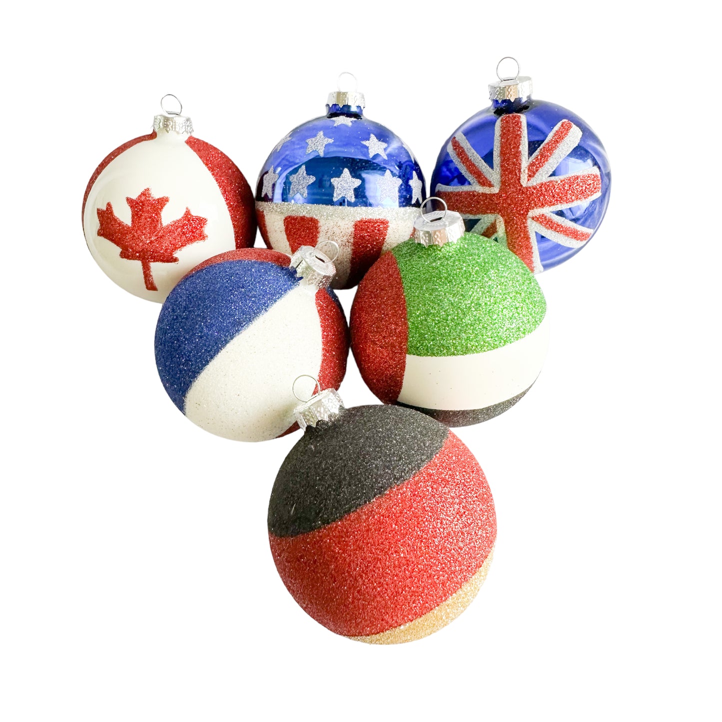 Glitter flag baubles - Medium