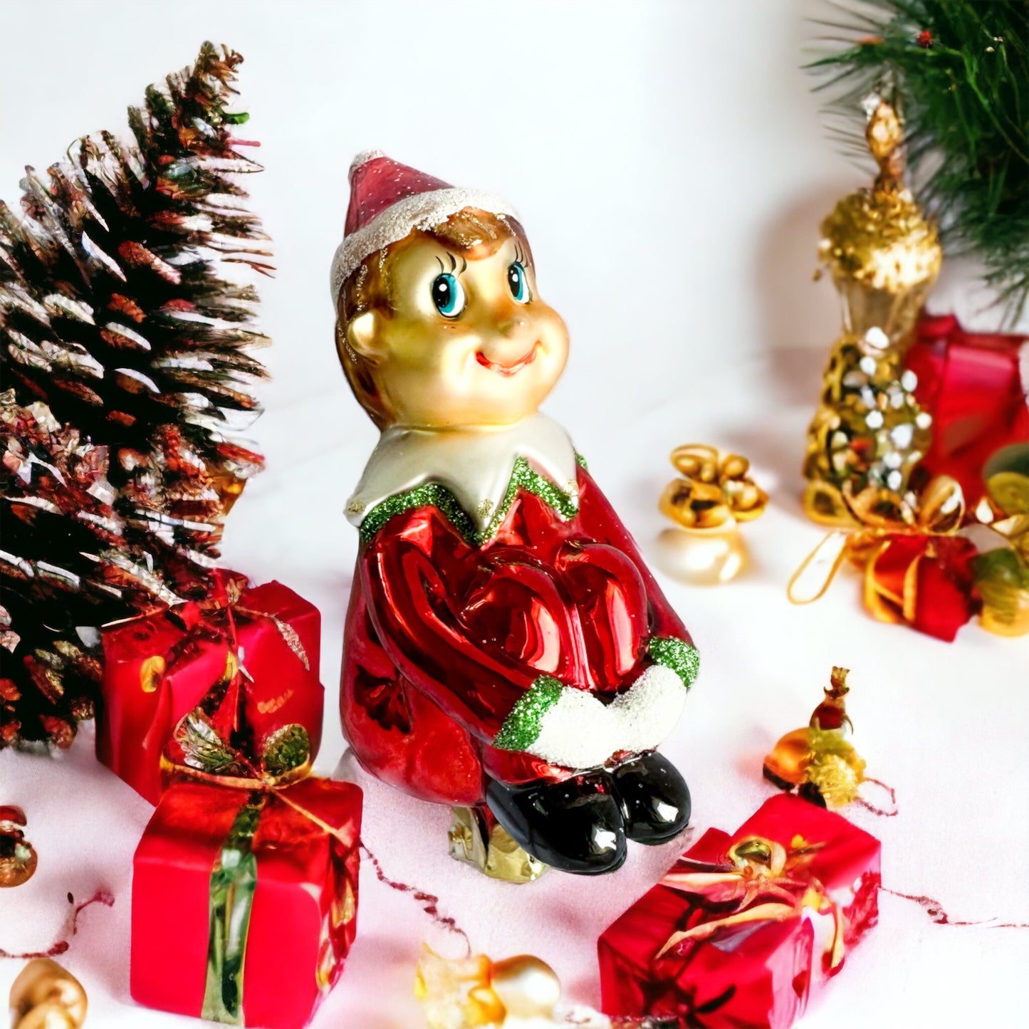 Glass elf ornament - clip on