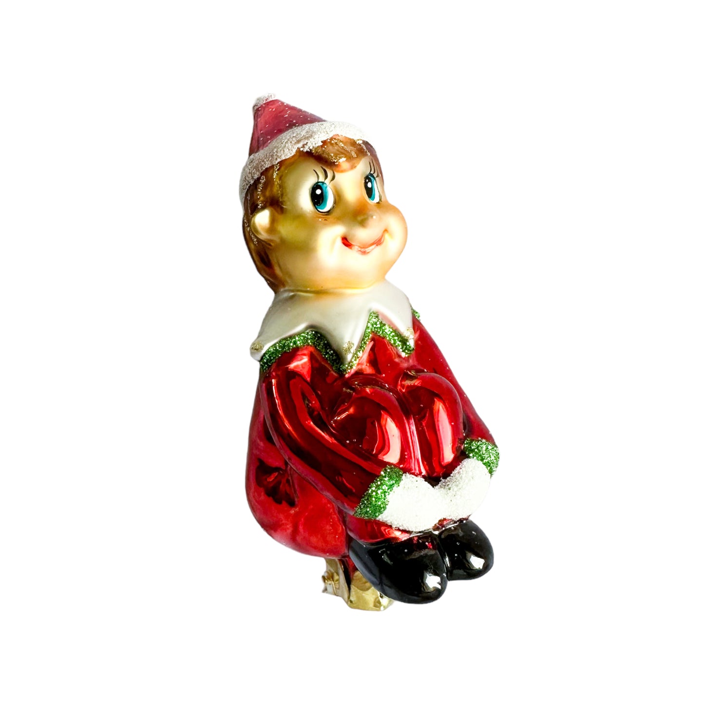 Glass elf ornament - clip on