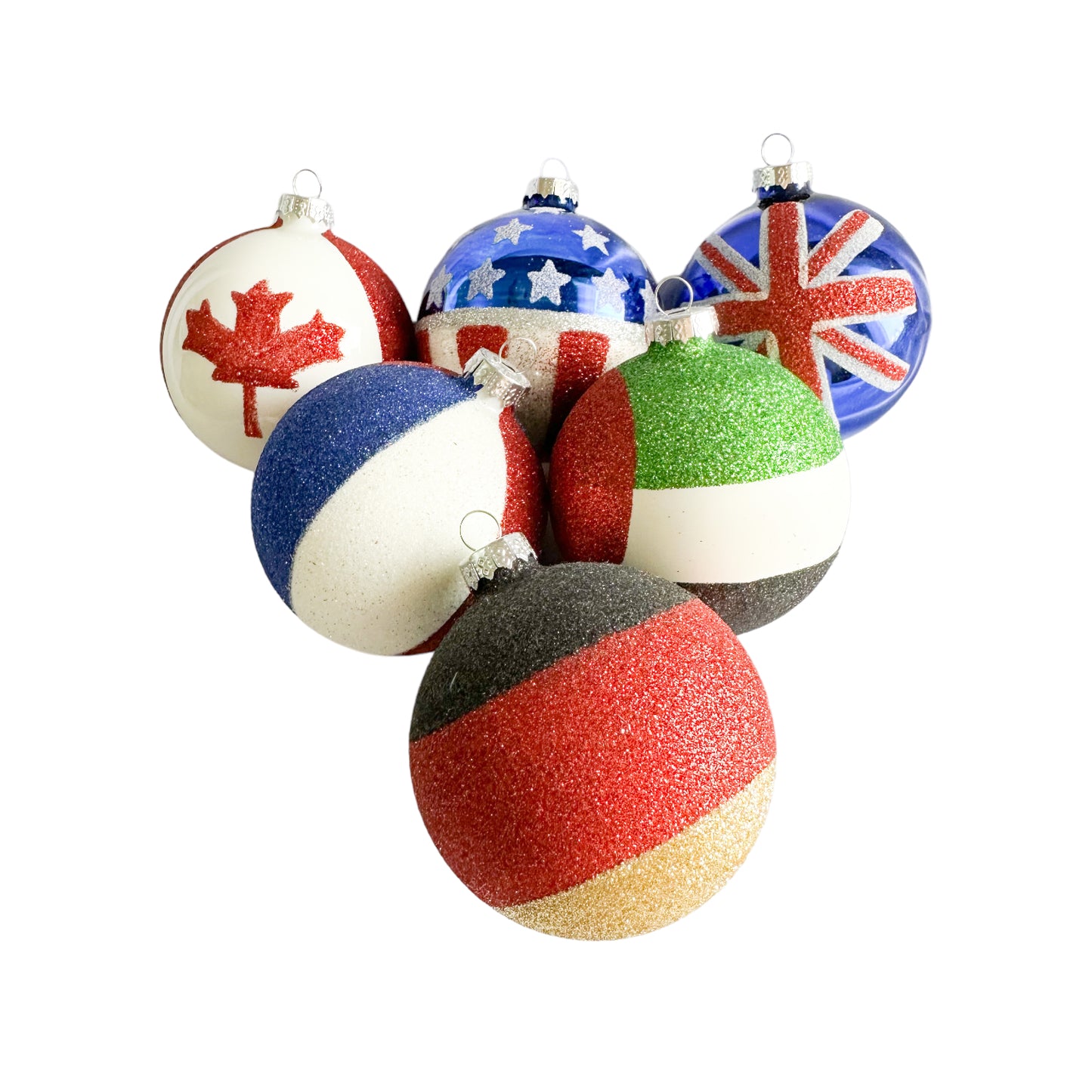 Glitter flag baubles - Medium