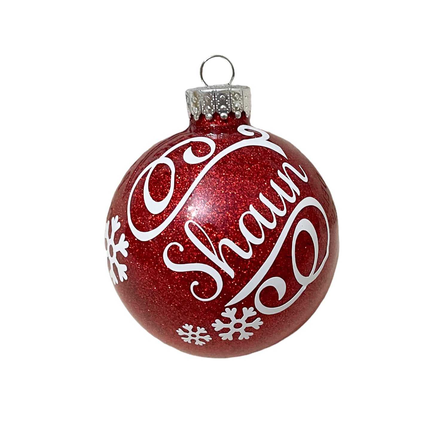 Personalised Glass Bauble - Believe fancy design