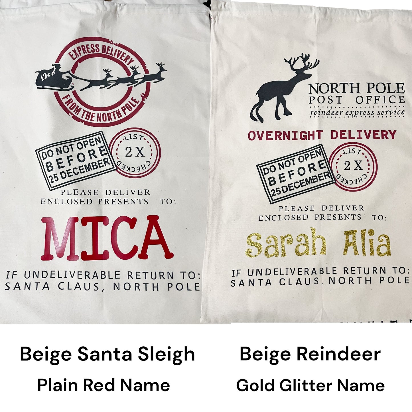 Cotton Christmas Santa Sacks