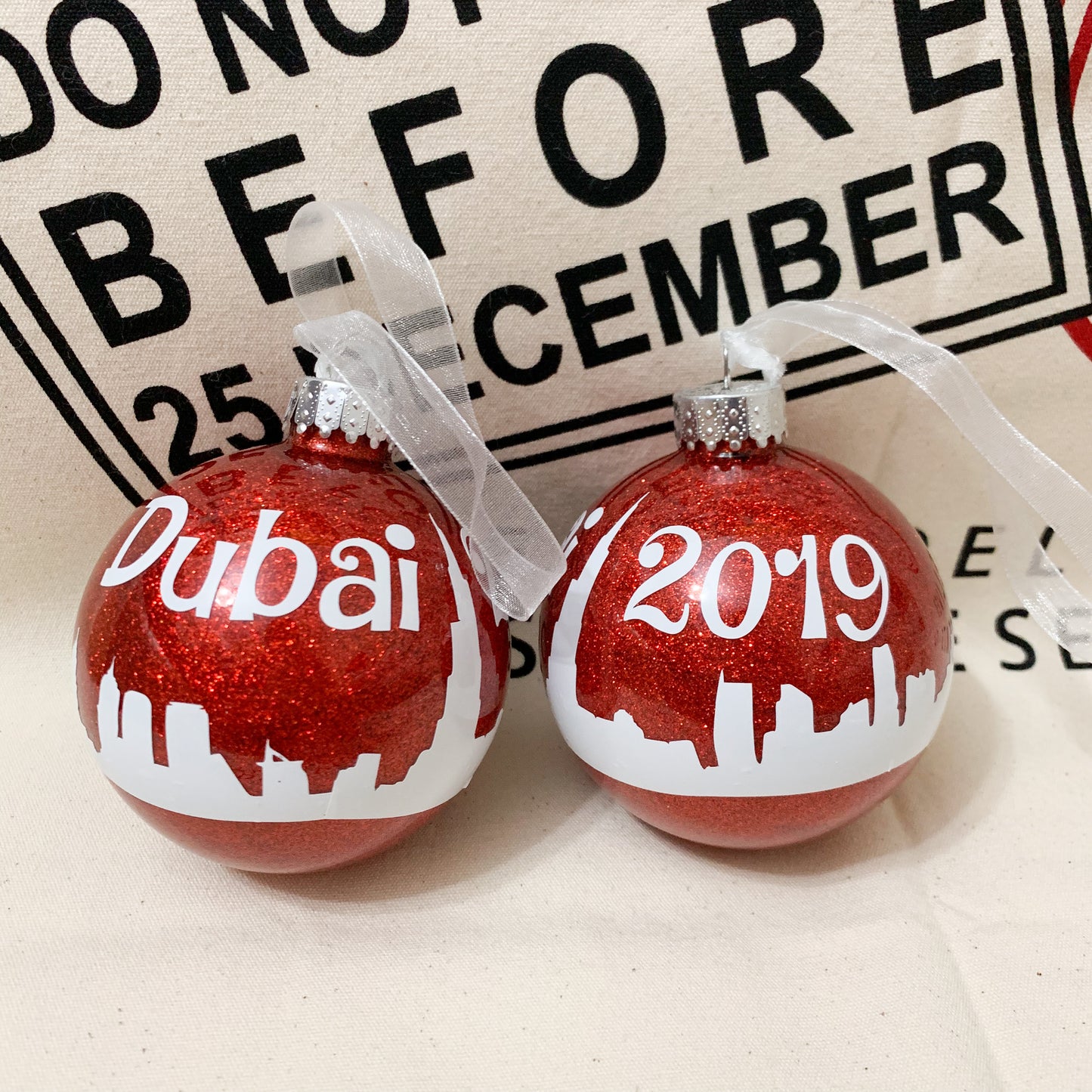 Dubai Skyline Glass Bauble