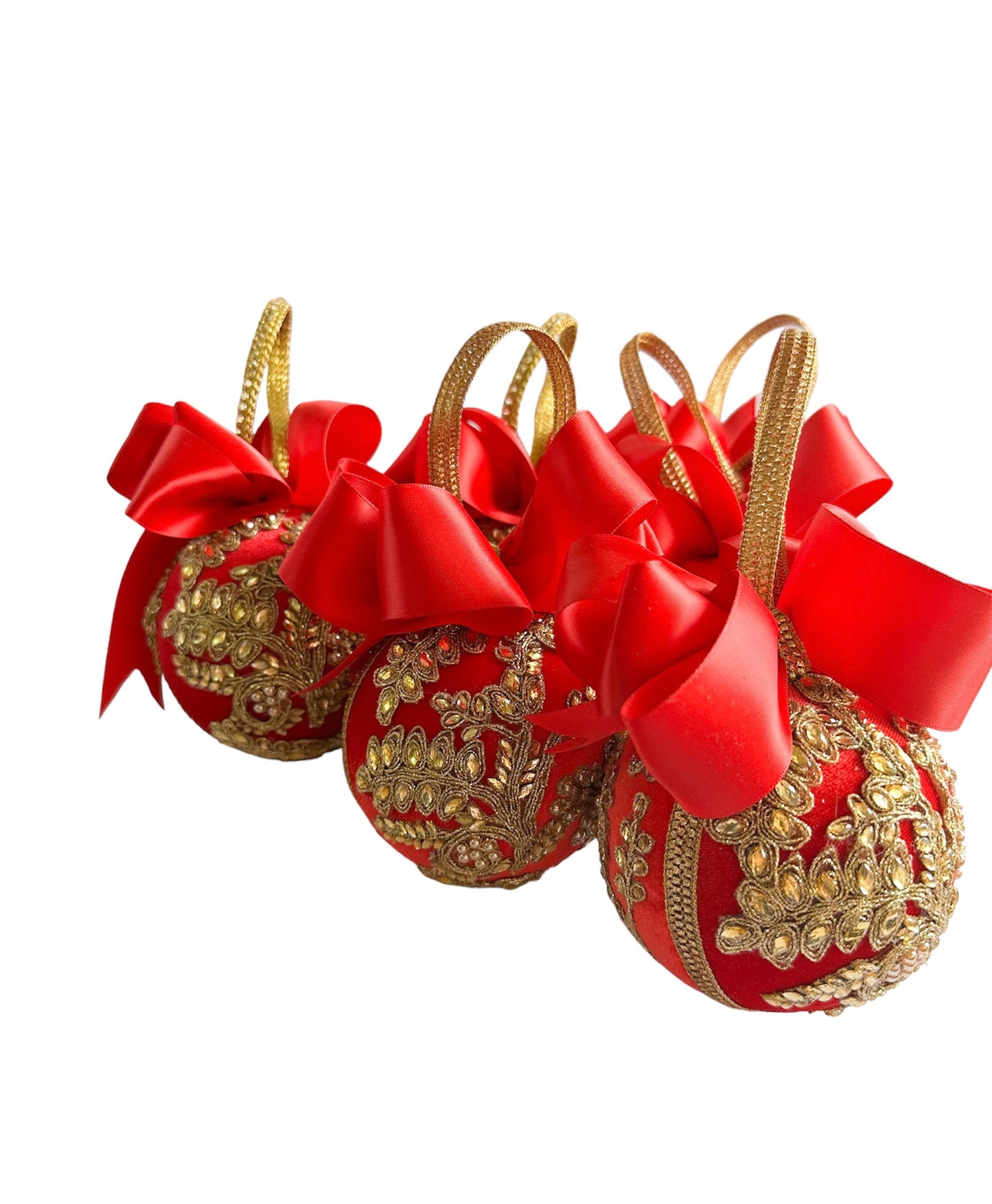 Red Velvet Applique Baubles - Large