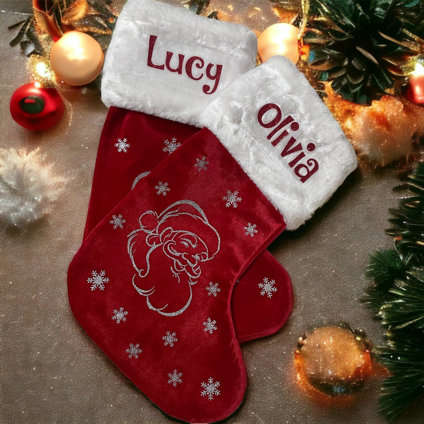 Red Velvet stockings with White Fur