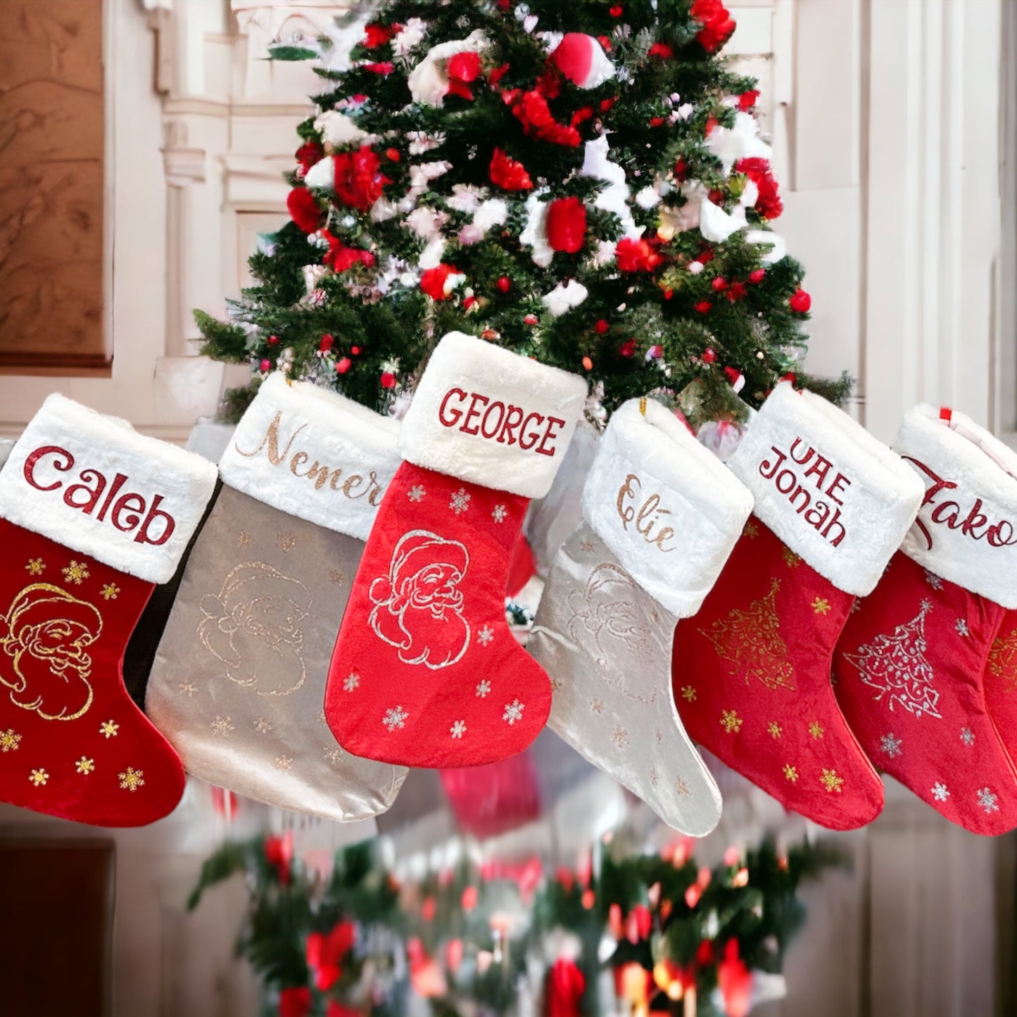 Luxury Velvet Stockings, Gold, Champagne, Silver, Light Gold, Rose Gold, White