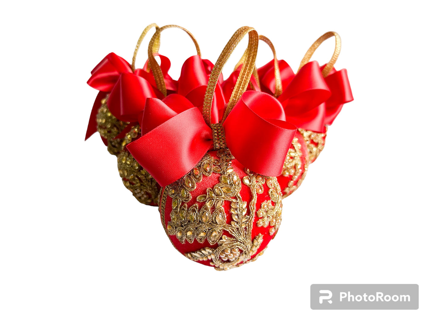 Red Velvet Applique Baubles - Large