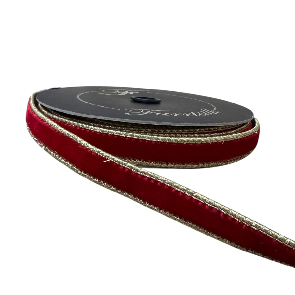 Red velvet with gold edge thin ribbon 10 yards