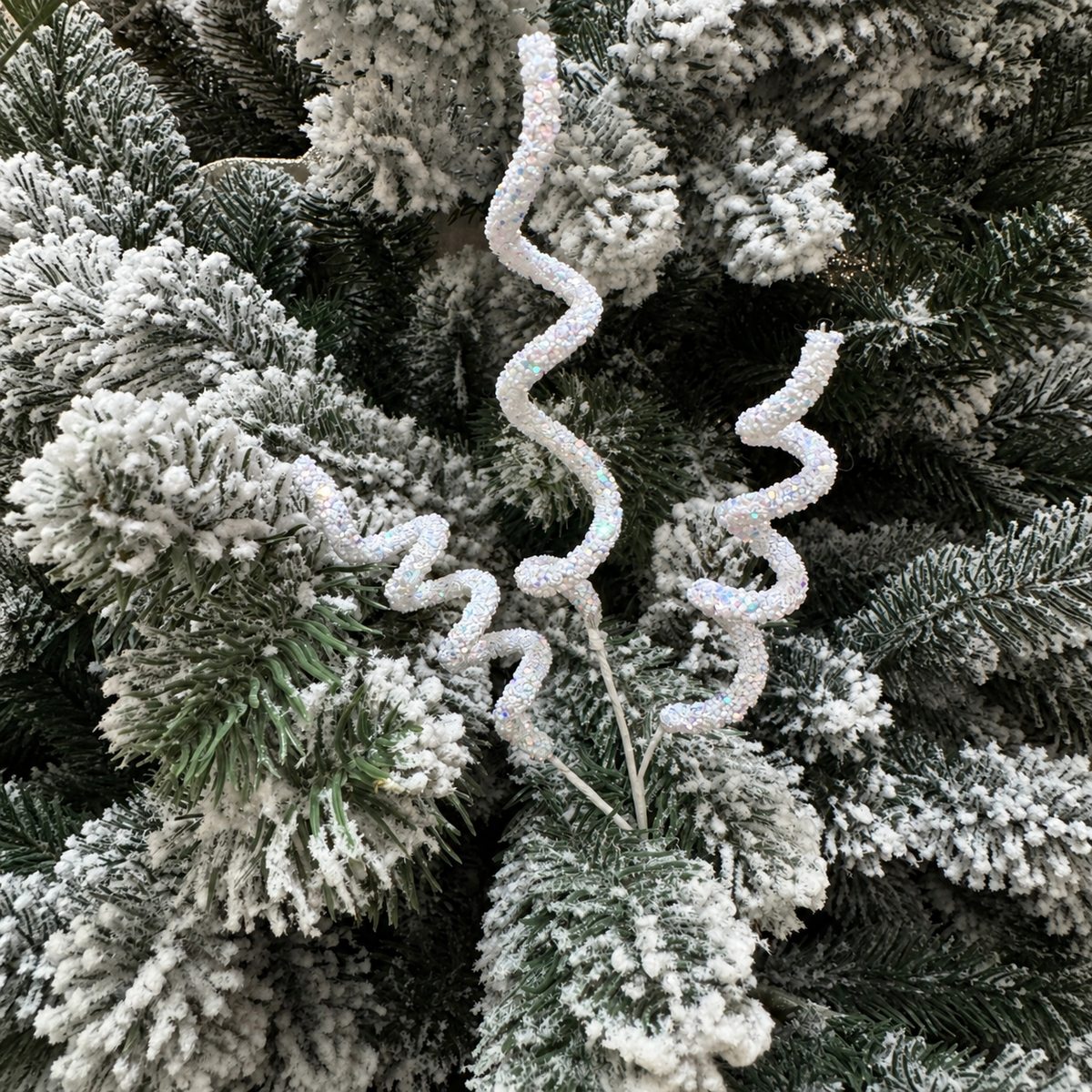 Glitter Christmas Tree Pick - White