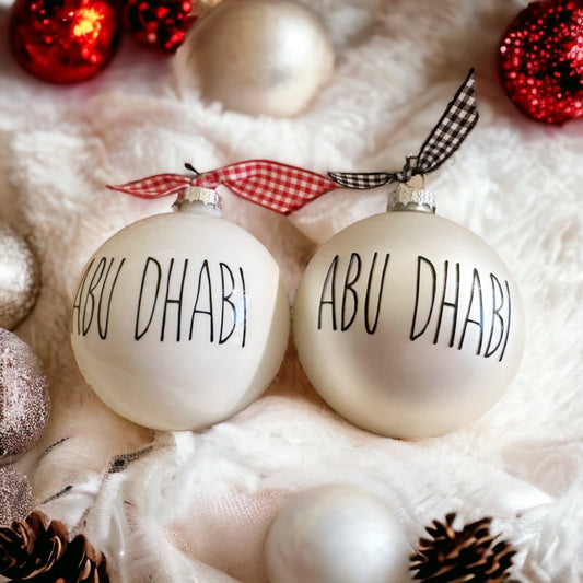 White medium baubles with slim text