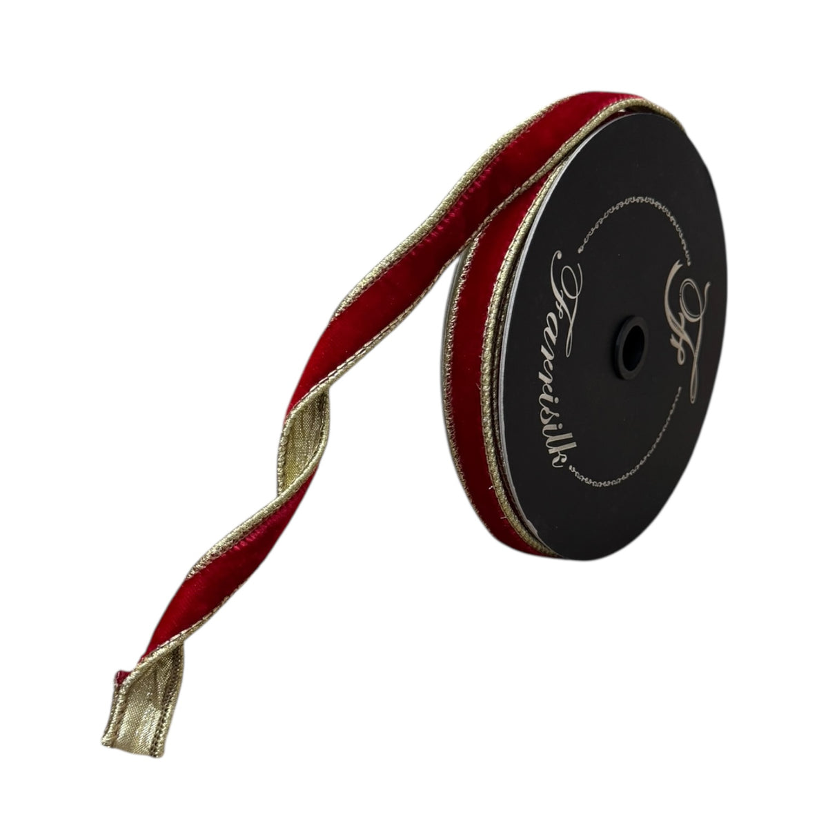 Red velvet with gold edge thin ribbon 10 yards