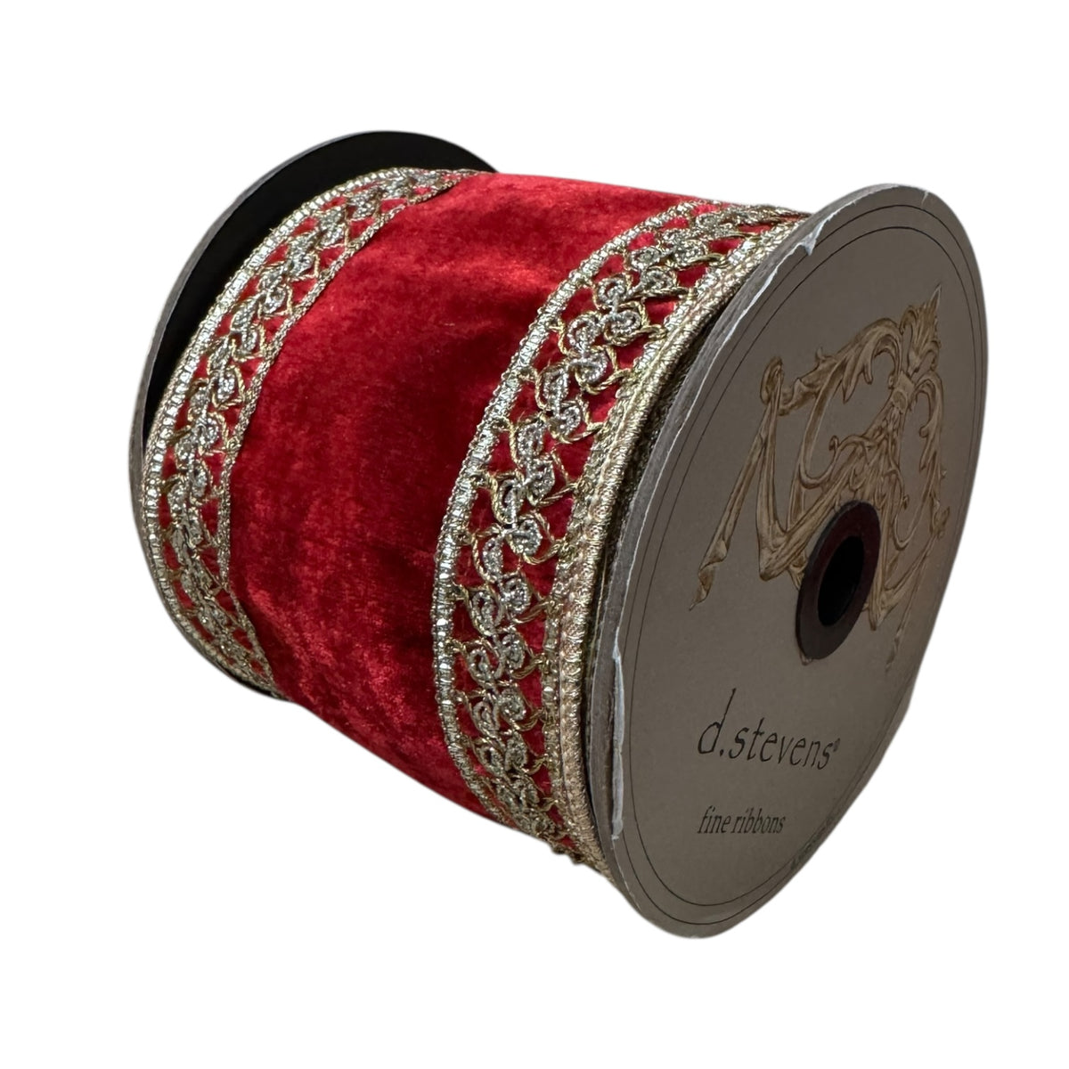 Red Velvet with gold trim Wire ribbon 4”