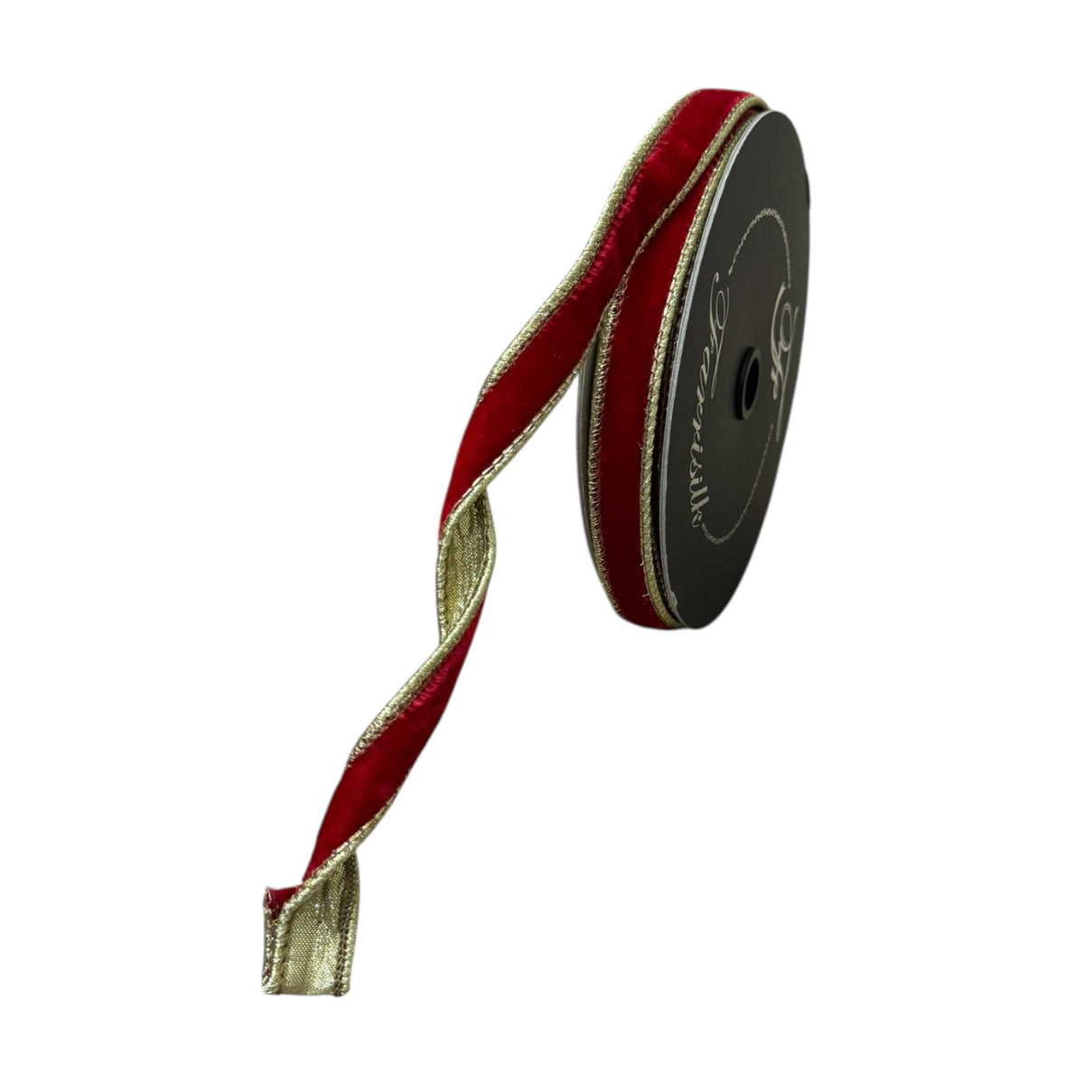 Red velvet with gold edge thin ribbon 10 yards