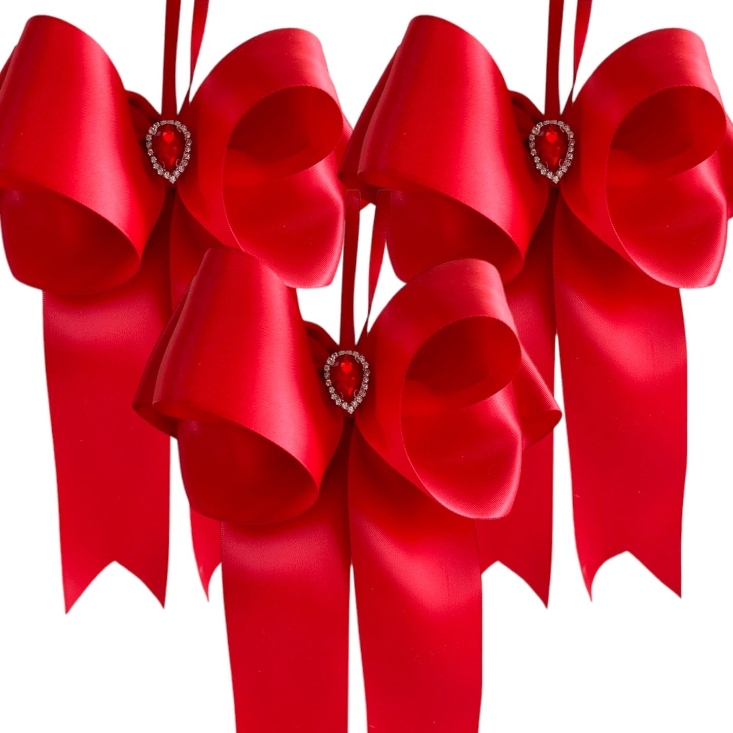 Red Christmas Tree Bows - with red rhinestones