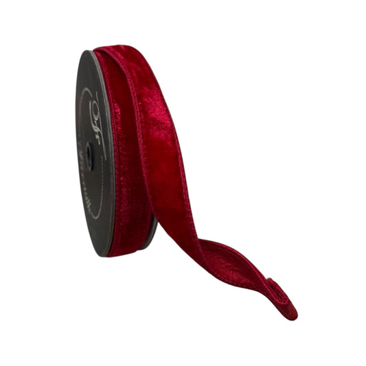 Red velvet wire ribbon 1” 10 yards