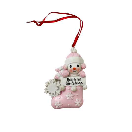 First Christmas pink ornament