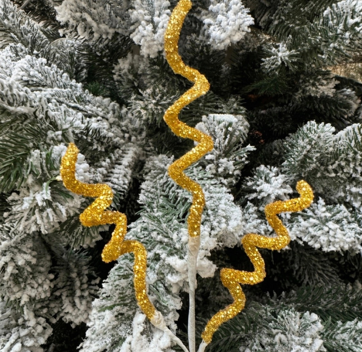 Glitter Christmas tree picks - Gold