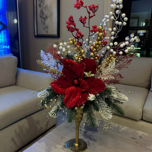 Red, White and Gold vase arrangement