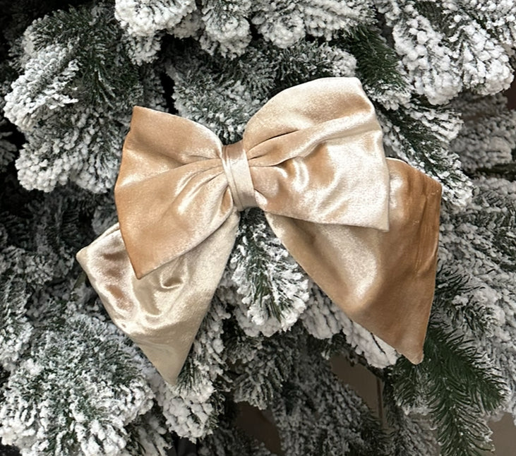 Set of Champagne Christmas Tree Velvet bows - Medium