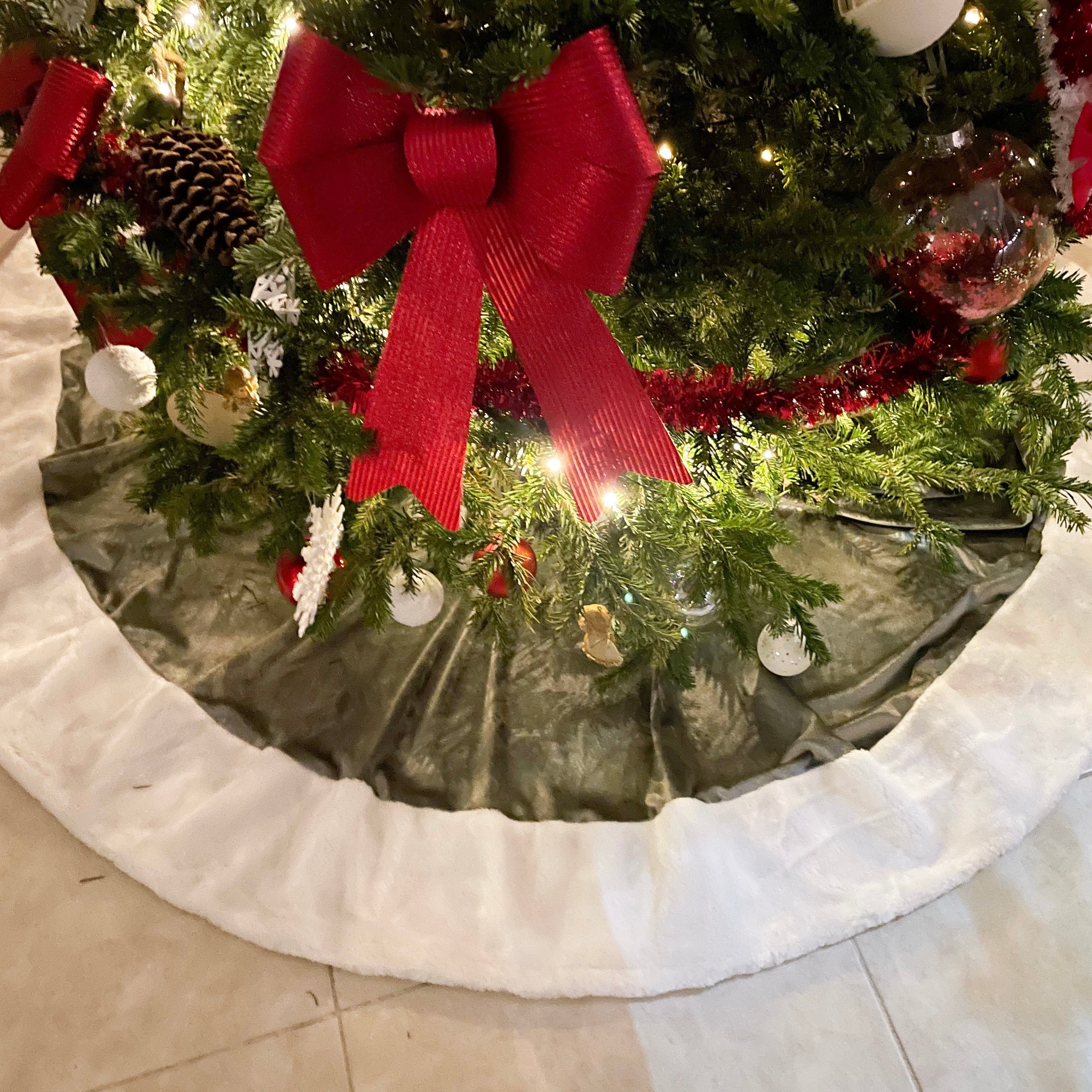 Silver Grey Christmas Tree Skirt UAE Christmas Store