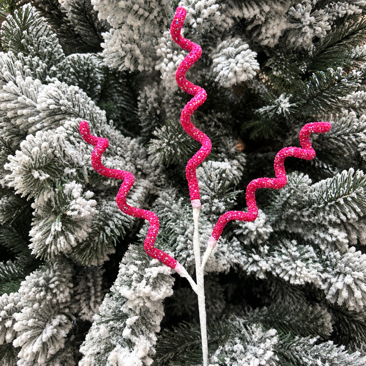 Glitter Christmas Tree pick - red rainbow
