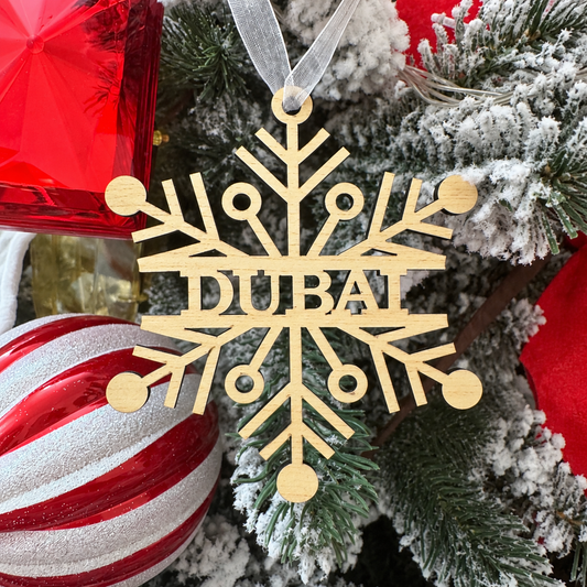 Snowflake Dubai wood ornament