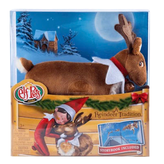 Elf Reindeer in the box with Hardcover book