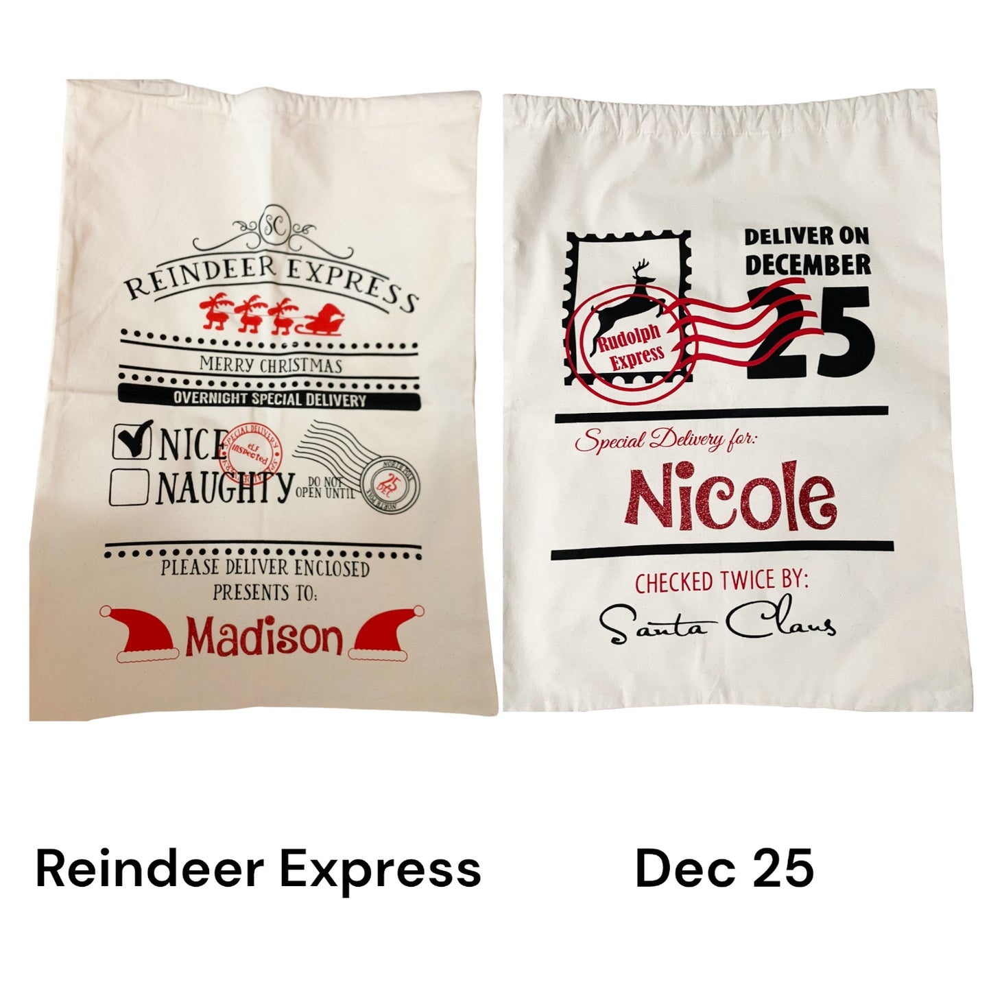 Cotton Christmas Santa Sacks