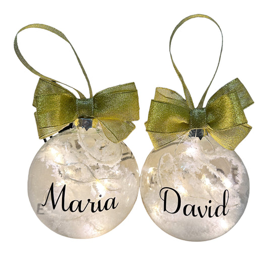 Light up Baubles - personalised names in black